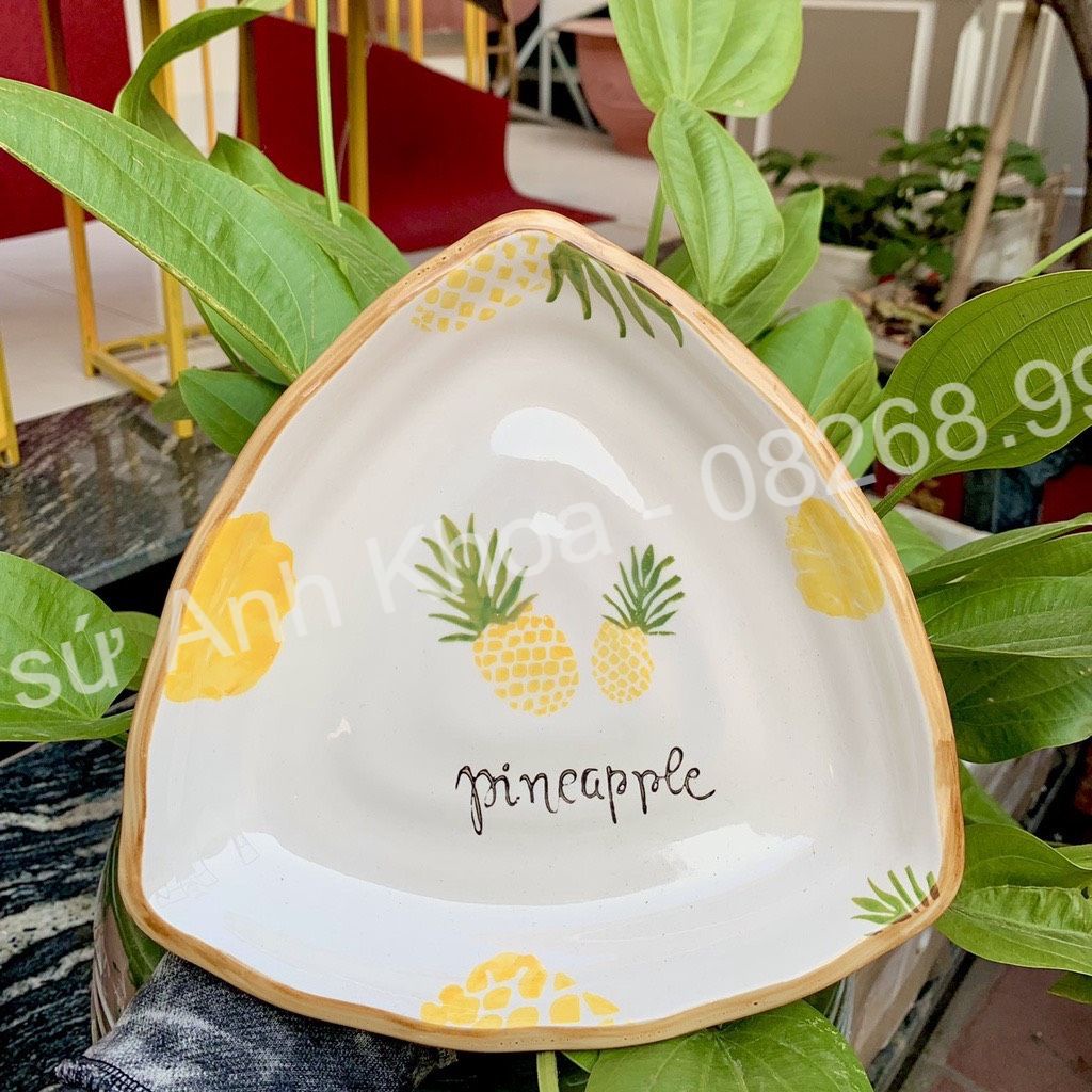 Sét Chén Dĩa Dễ Thương Đĩa Sứ Sét Bát Đĩa Decor, Bát Ăn Cơm Chén Sứ Họa Tiết Quả Dứa xinh yêu.