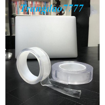Dài 3m Dầy 2mm Băng Keo 2 Mặt Trong Suốt Chất Liệu Silicon Nano Magic Double Sided Sticking Dán Dính Siêu Chắc Băng Keo