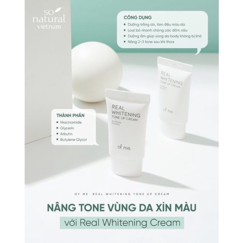 KEM DƯỠNG TRẮNG BODY NÁCH MÔNG OF ME REAL WHITENING TONE UP CREAM 50ml