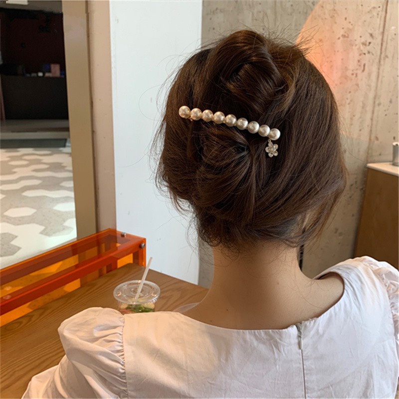 Kẹp tóc nữ 2023 ngọc trai nhân tạo và hoa TIMSTORE phụ kiện thời trang phong cách tiểu thư hàn quốc