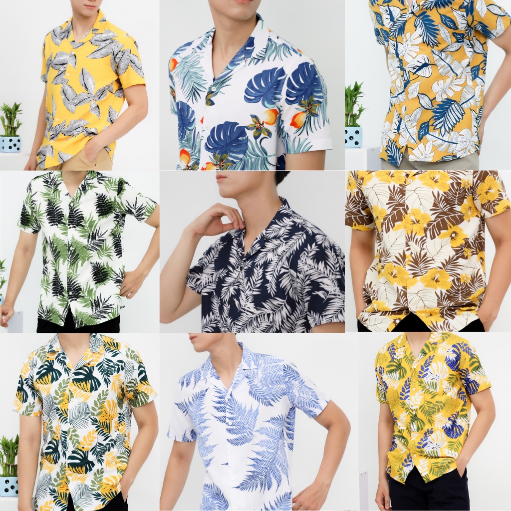 Áo Sơ Mi Nam Tay Ngắn Cổ Vest Form Slim Fit-Áo Sơ Mi Họa Tiết Đi Biển Hàng Hiệu Vải Mềm Min Thoáng Mát GUSTA