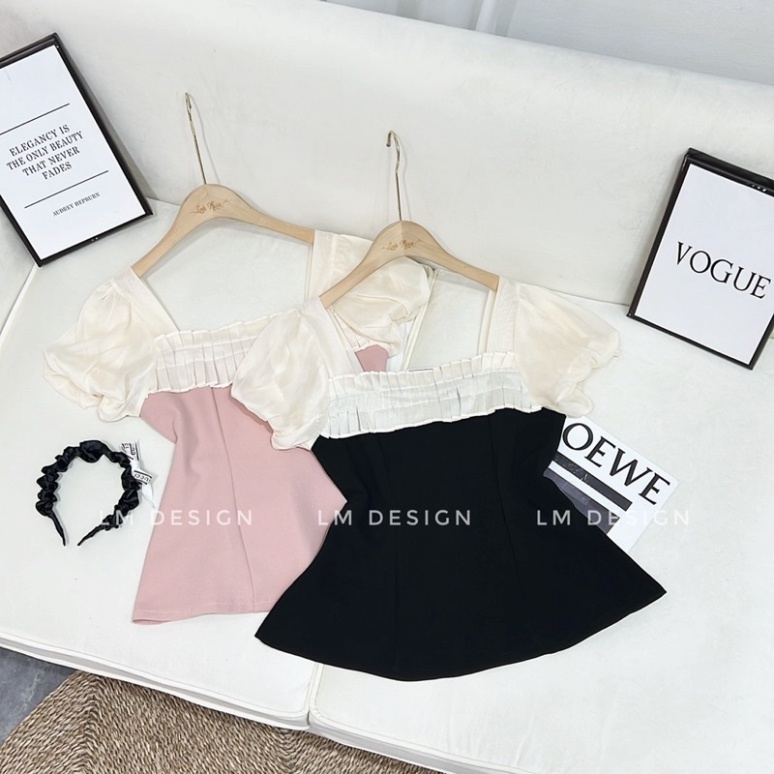 ÁO THIẾT KẾ CỔ VUÔNG TAY BỒNG CHẤT ĐẸP MS18666