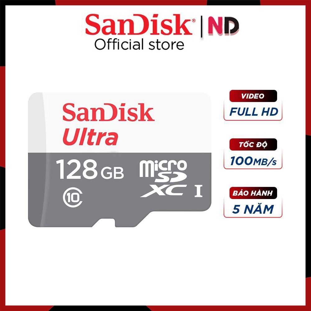 Thẻ Nhớ Micro SD SanDisk Ultra 32GB/64GB/128GB 100MB/S Class10 - Hàng Chính Hãng