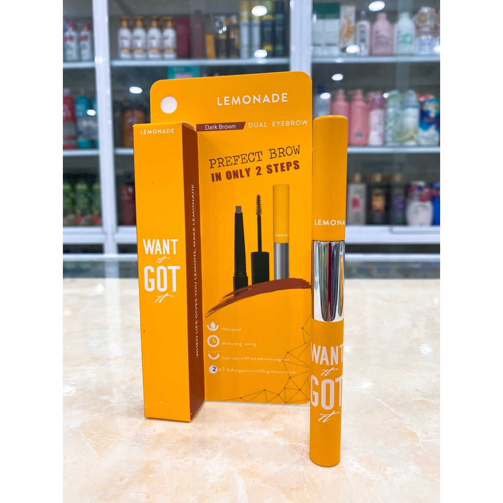 Chì Kẻ Mày 2 Đầu Lemonade Want It Got It Dual Eyebrow Hàn Quốc 2g + 2ml