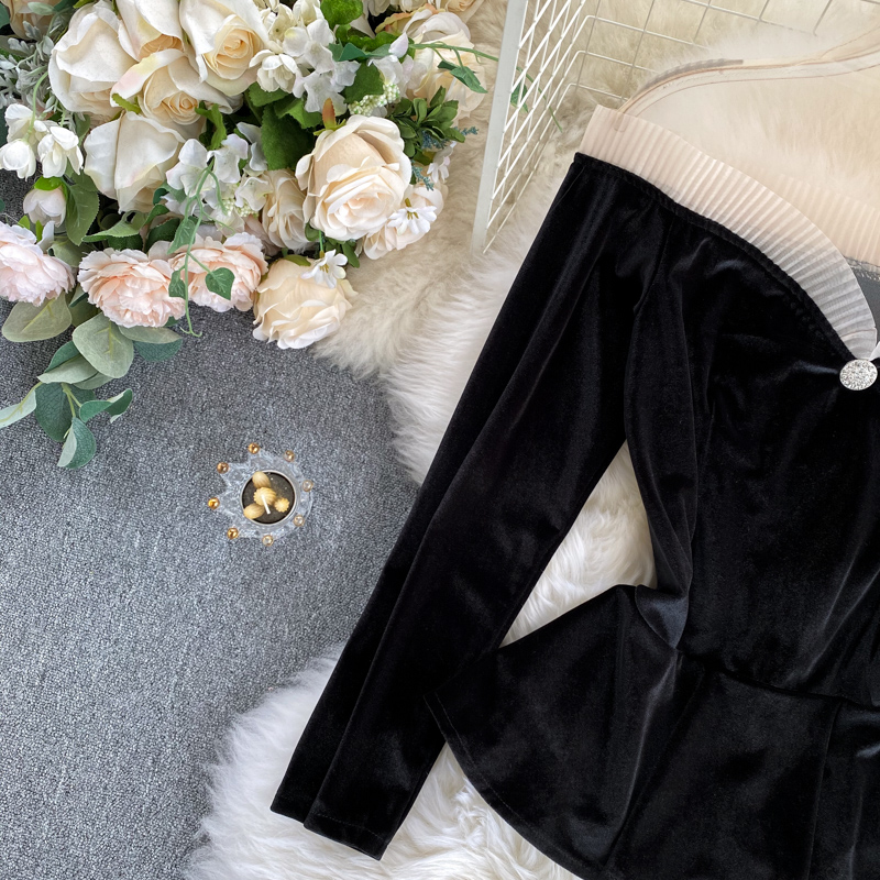 Áo kiểu IELGY chất liệu vải nhung phong cách thời trang retro Pháp dành cho phái đẹp