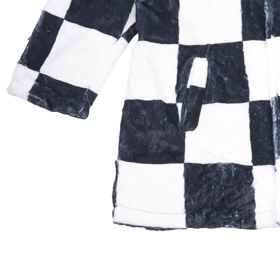 Áo khoác lông dáng dài CHECKERBOARD COAT