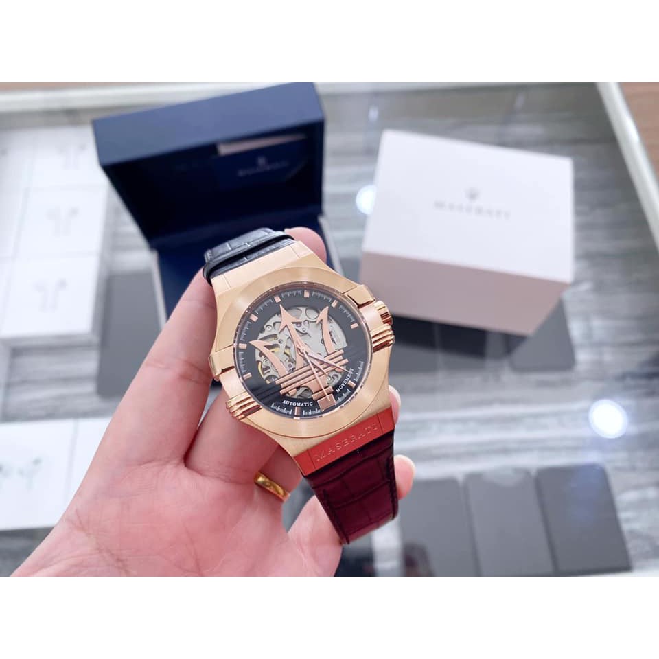 Đồng Hồ Nam Maserati Potenza Automatic Black Skeleton Mens R8821108039