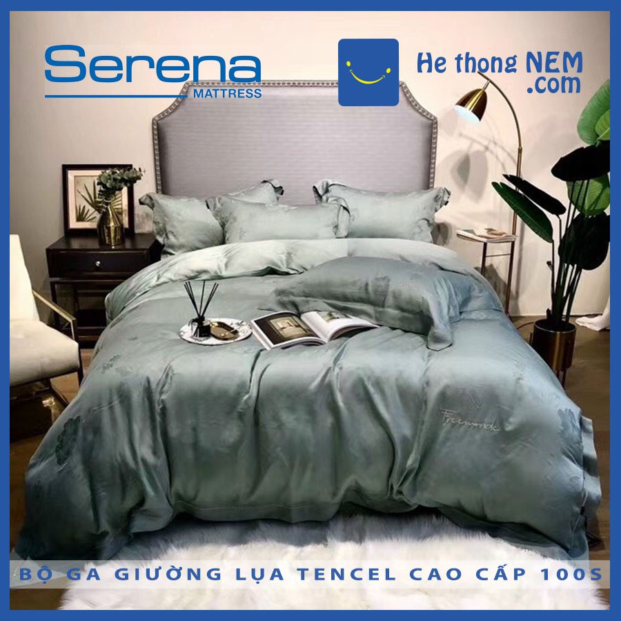 Bộ Drap Trải Giường Cao Cấp Tencel Lụa 100S SERENA Bộ Chăn Ga Gối Trần Bông – Hệ Thống Nệm