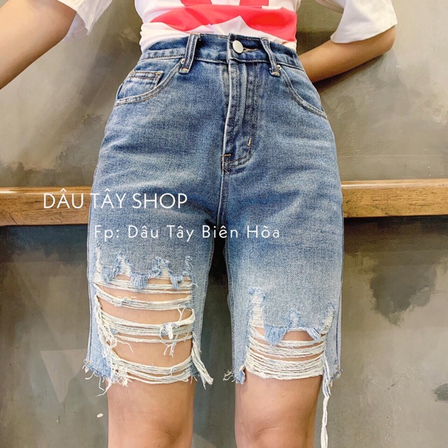 Quần Jeans Ngố Nữ Rách