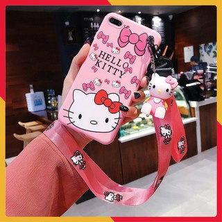 ỐP MÈO HELLO KITTY CUTE KÈM DÂY ĐEO VÀ GIÁ ĐỠ XEM PHIM SIÊU XINH CHO IPHONE