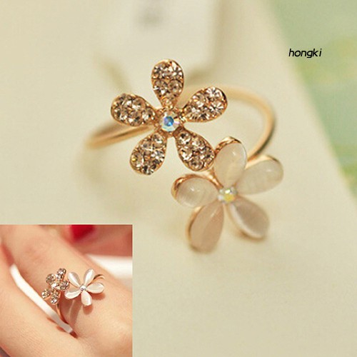 Nhẫn Hở Mặt Hình Hoa Cúc Đính Đá Thời Trang Cho Nữ