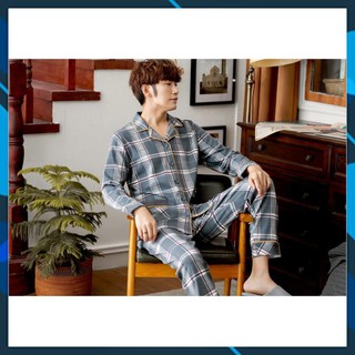 Đồ bộ PIJAMA NAM dài tay họa tiết Caro nam tính, chất Cotton 100% thông thoáng mùa hè, style Hàn Quốc thời thượng