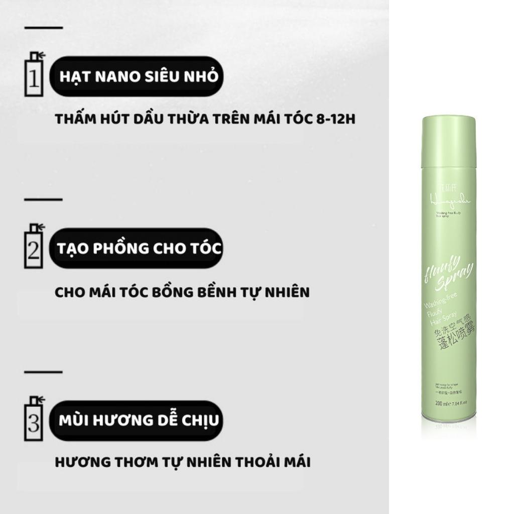 Dầu Gội Khô Tạo Phồng Dùng Cho Nam Nữ  Fluufy Spray 200ml Dạng Xịt Gội Đầu Khô Không Bết Tóc Nội Địa Trung AME Shop