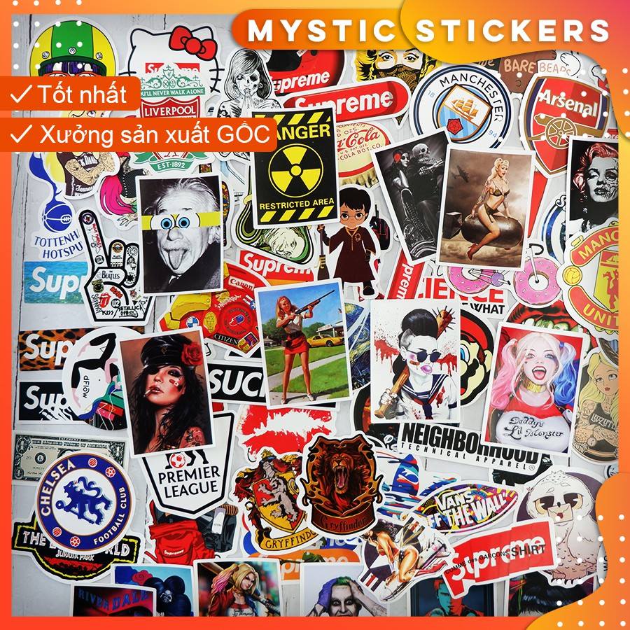 [SET TỔNG HỢP #1] 100 Sticker chống nước/ trang trí, set mix ,dán xe laptop mũ bảo hiểm vali...