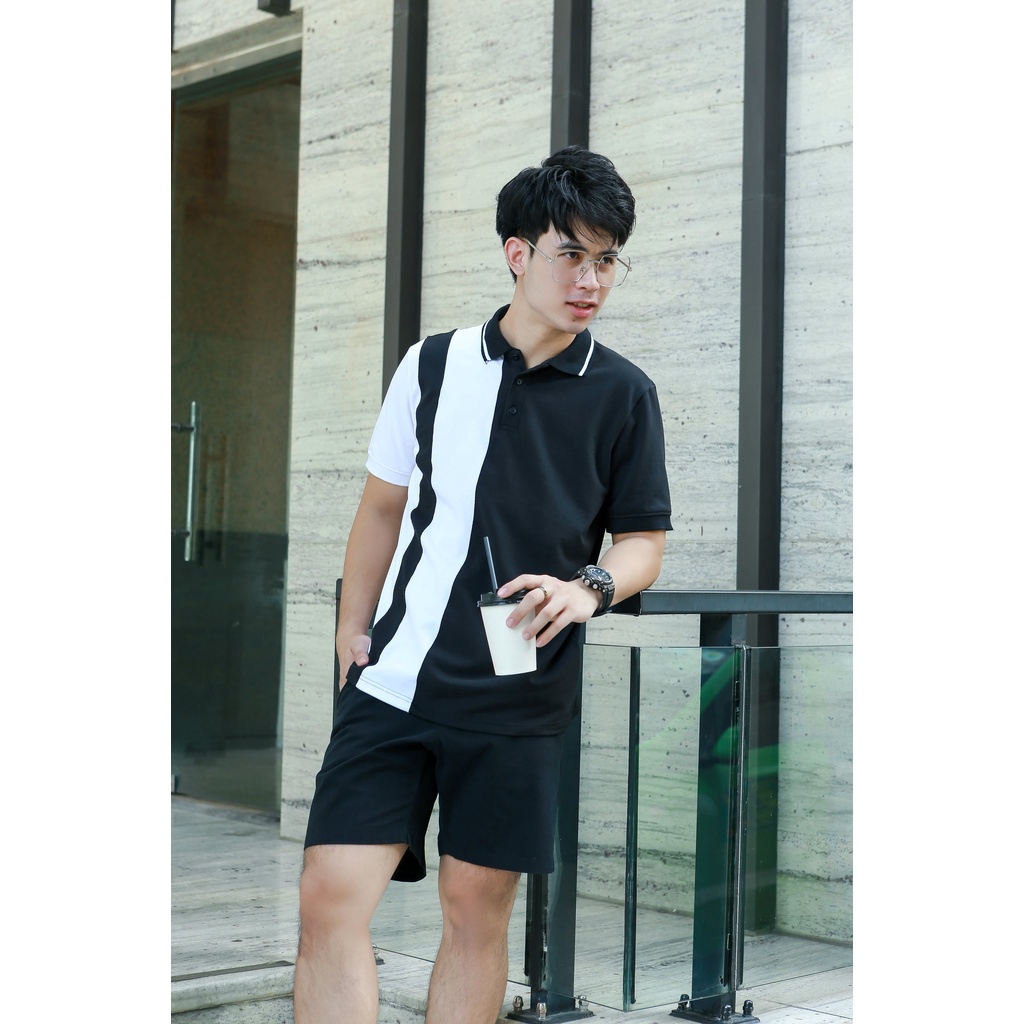 Áo thun POLO nam SEELU Fullbox, vải cá sấu Cotton, chống nhăn, thoáng mát - Sọc thân