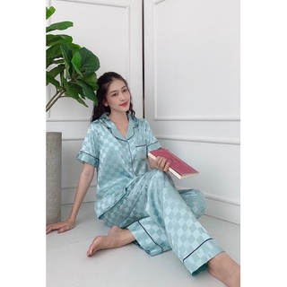 Bộ pizama lụa gấm Dài tay ngắn Bigsize