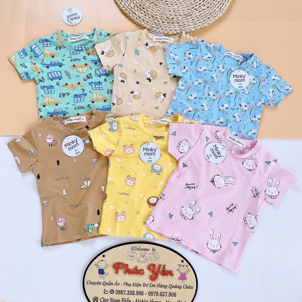 Bộ Cộc Tay Cotton 100% Hàng Minky Mom In Toàn Thân  Họa Tiết Ô Tô Xanh Ngọc- Bò Sữa Cho Bé (Sz 8-18kg)( 1467)