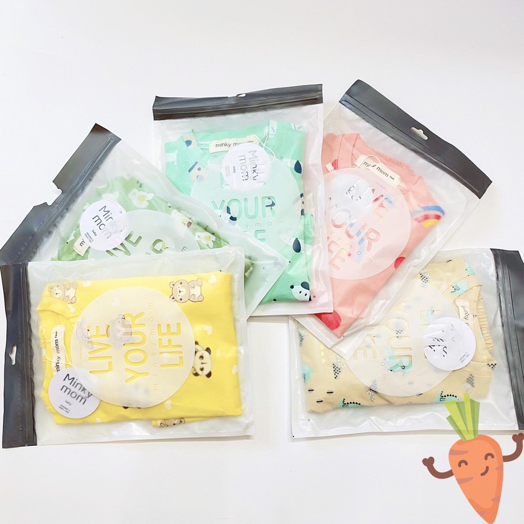 SALE!!! Bộ Dài Tay Cotton Minky Mom Họa Tiết Cầu Vồng - Gấu Trúc - Khủng Long Dễ Thương Cho Bé MKM08