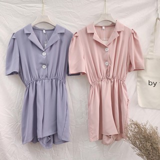 Jumpsuit trơn nhún eo taly j23617