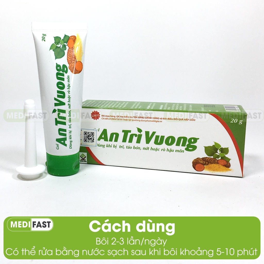 Gel bôi An Trĩ Vương tuýp 20g - Dùng khi bị trĩ, giảm táo bón từ thảo dược - Có tem tích điểm tặng quà