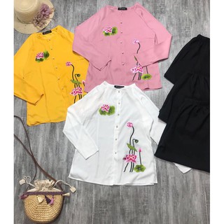 BỘ BÀ BA THÊU HOA SEN