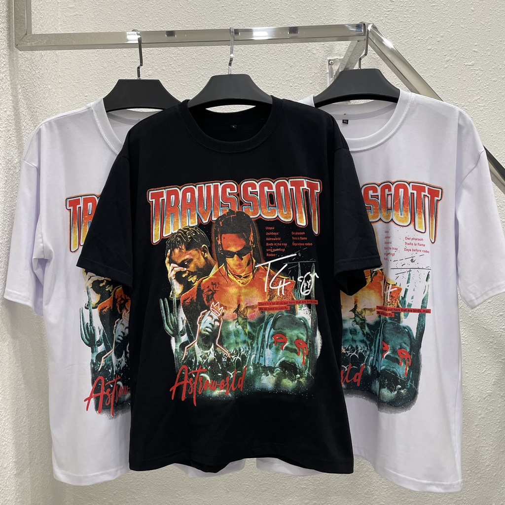 Áo thun tay lỡ travis scott nam nữ áo thun unisex cotton cao cấp Kun Shop