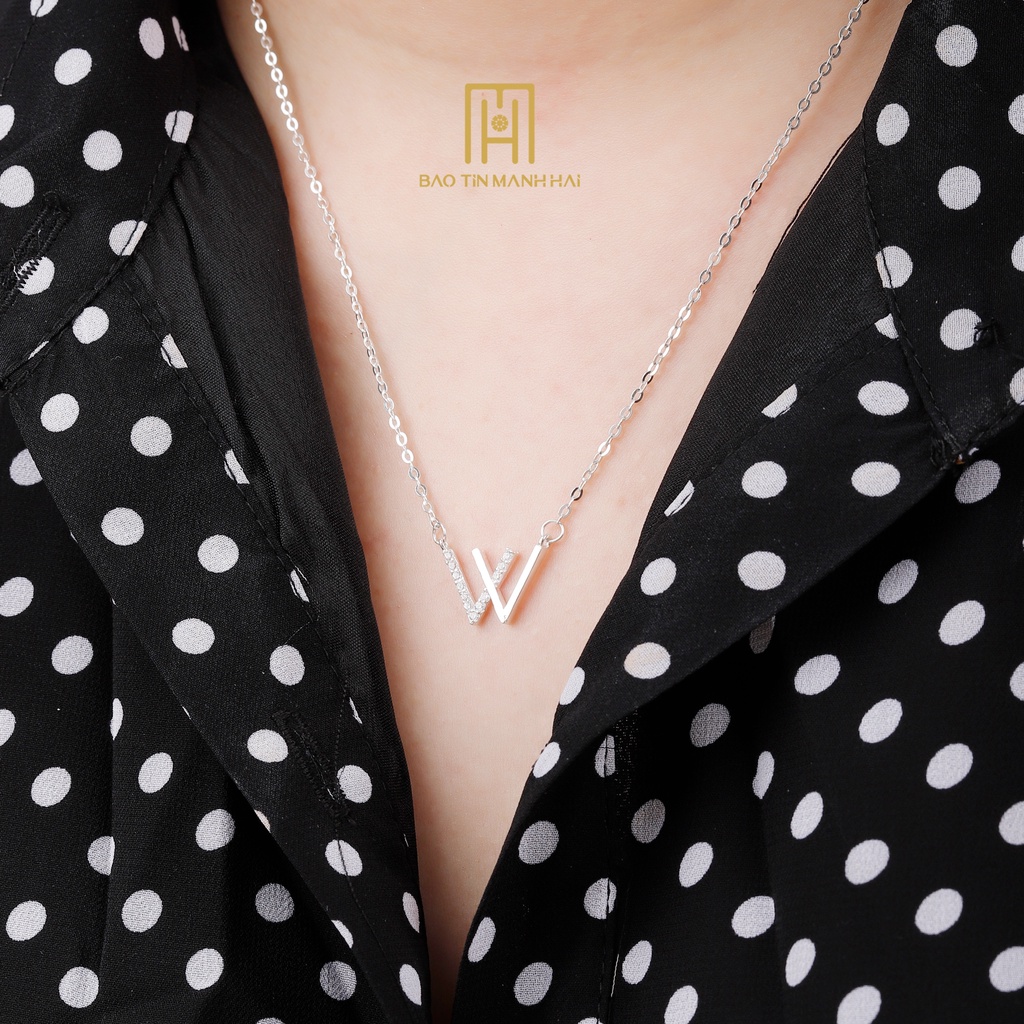 Dây chuyền Bạc ta hình chữ W phong cách Hàn Quốc DB06 Bảo Tín Mạnh Hải