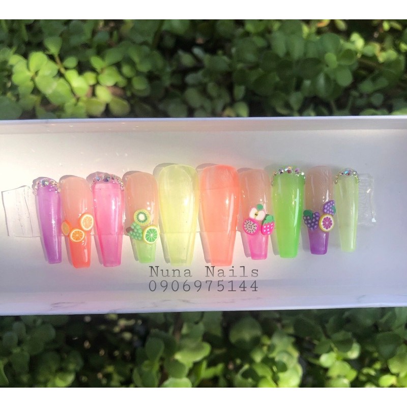 nailbox Nuna móng úp thiết kế móng tay giả charm móng thạch pastel  5 màu inbox chọn size đầy đủ phụ kiện CÓ NOW SHIP