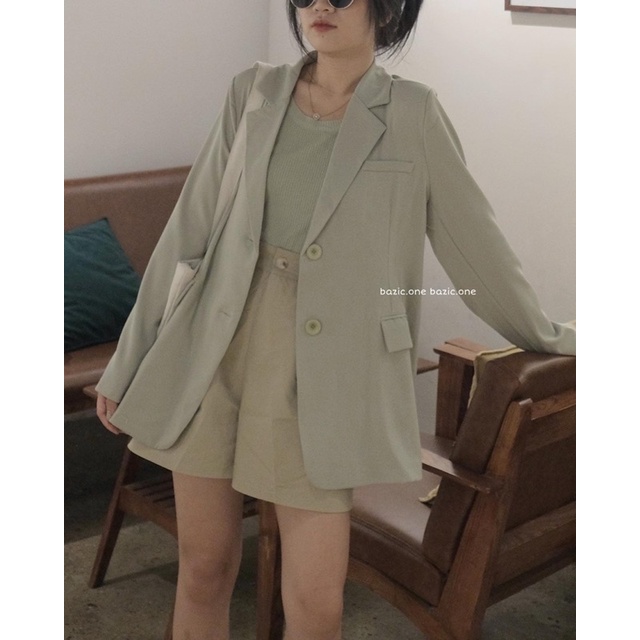Áo blazer 1 lớp dáng rộng Hàn Quốc, blazer tone pastel form rộng Bazic one | BigBuy360 - bigbuy360.vn