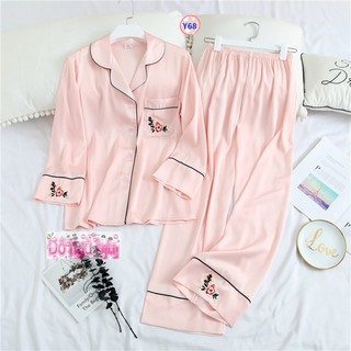 Pijama Lụa Cao Cấp Dài Tay Y68 Phom RỘNG