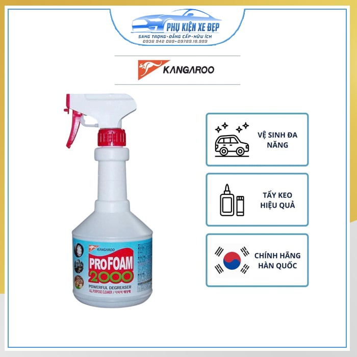 Dung dịch siêu tẩy đa năng  CHÍNH HÃNG Kangaroo Super Multicleaner Profoam 2000, dung dịch tẩy vết bẩn, keo dính