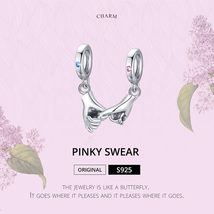 Hạt Charm Bamoer BSC505 Mẫu Tay Nắm Tay Bằng Bạc 925 Dùng Để Tự Làm Vòng Tay/Dây Chuyền