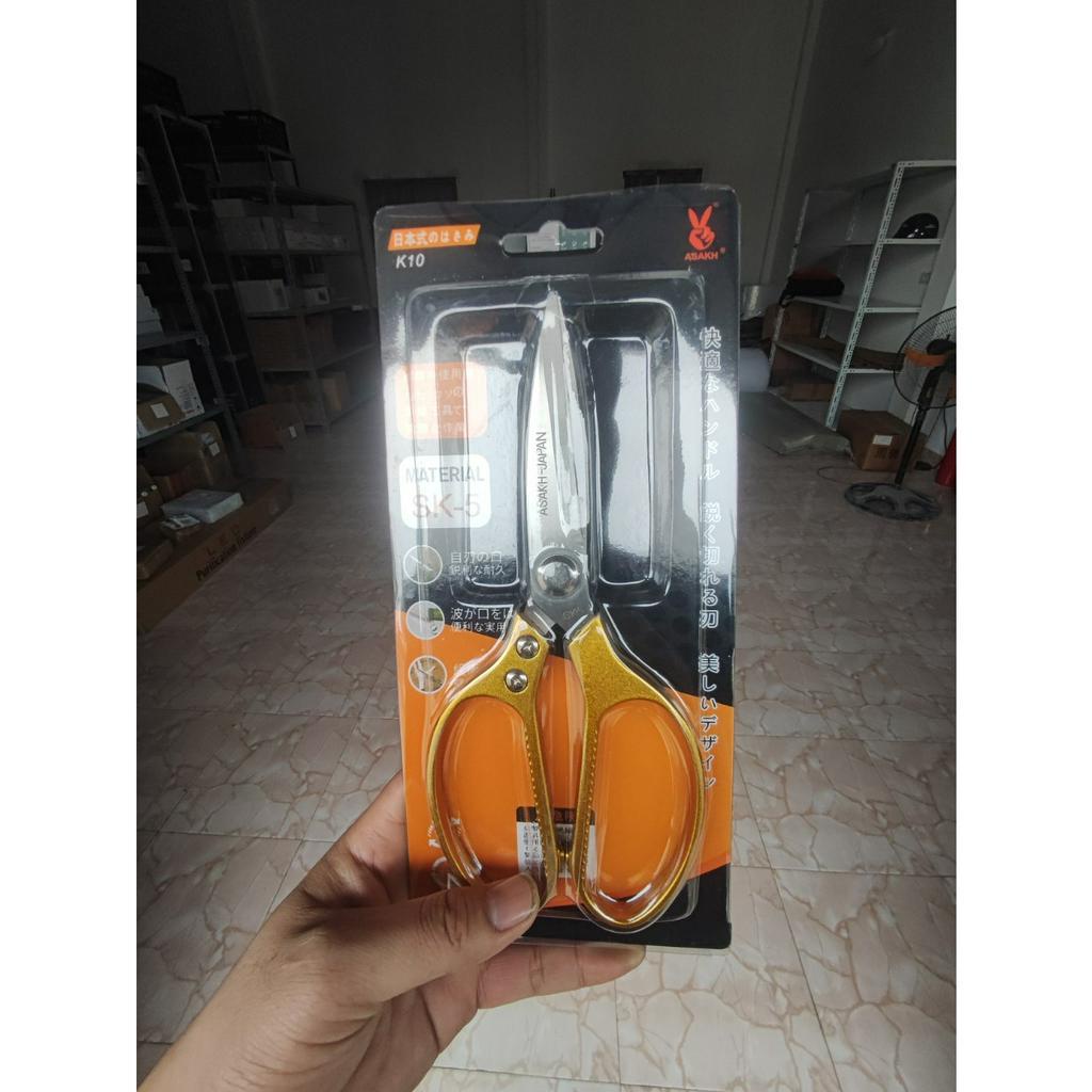 Kéo Nhật làm bếp chất liệu thép SK5 cán vàng siêu sắc chuyên cắt thịt gà - GD004