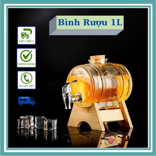 Bình đựng rượu thuỷ tinh + tặng kèm đế gỗ độc đáo,sang trọng lịch sự