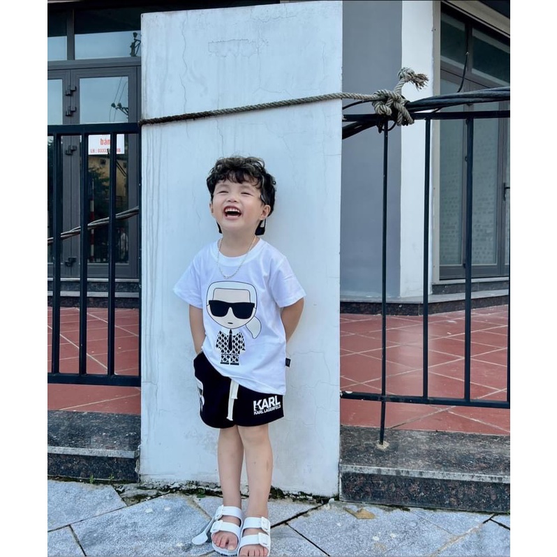 Set bộ quần đùi áo thun cho bé họa tiết Karl vải cotton mềm mịn, thoáng mát – Sammy_VN