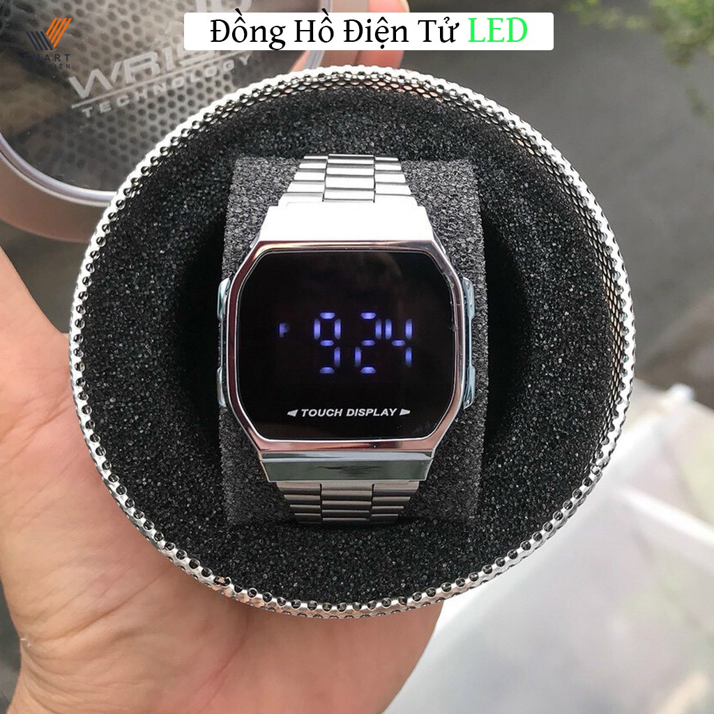 Đồng hồ điện tử Nam Nữ A168, màn hình Led cảm ứng chống nước, Dây đeo tay Inox, Unisex thời trang sang trọng