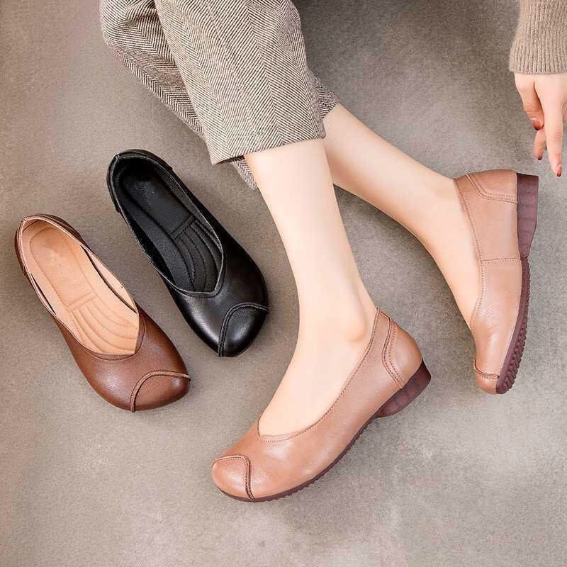 Fashion leather shoes girl's leather shoes soft sole fashion net red ins casual versatile shoes single shoes