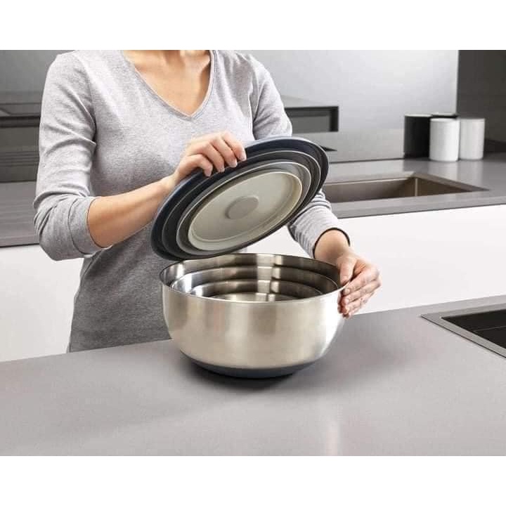 Set 4 Âu Inox Joseph 95025 Prep&Store Bowl Set Steel (Nhập Đức)