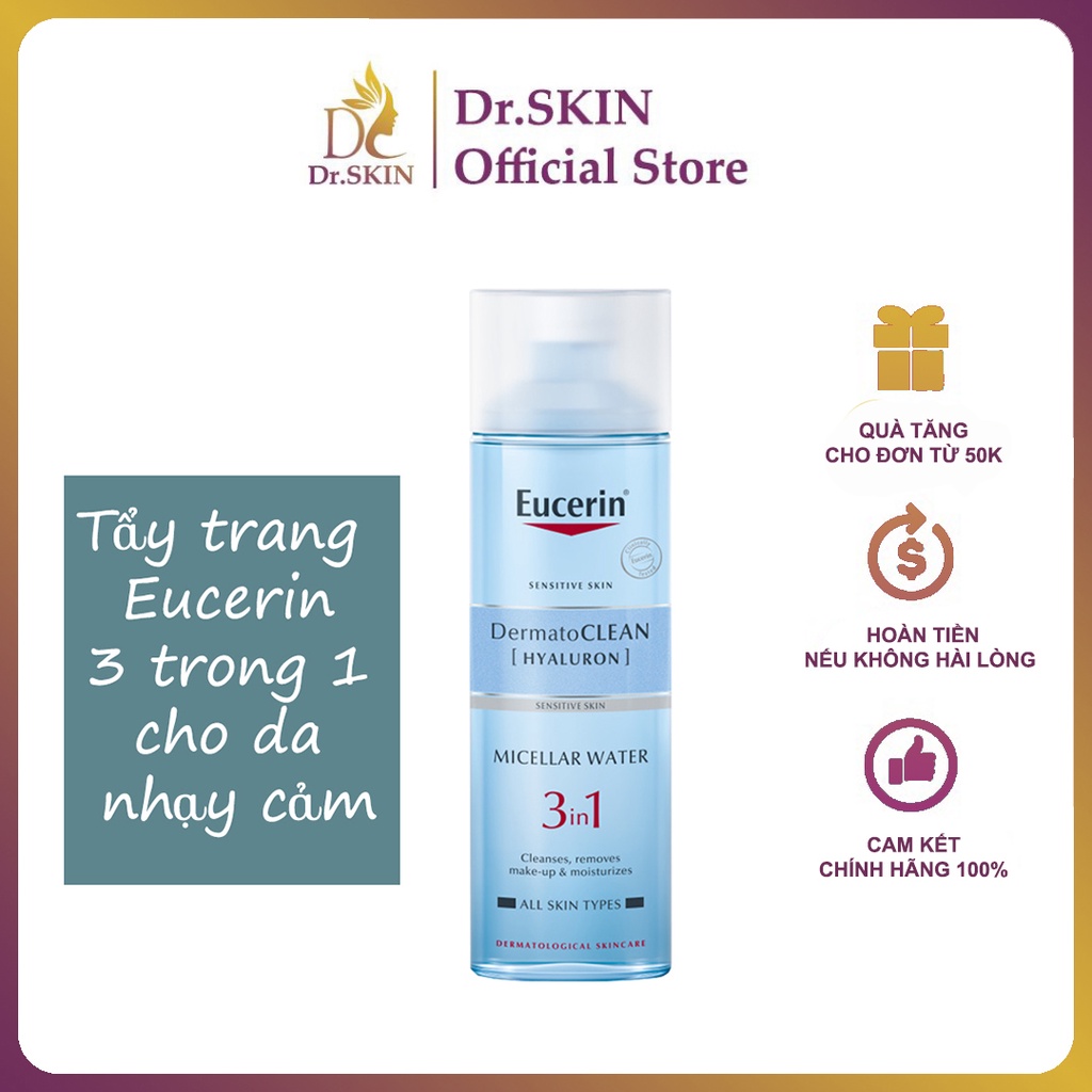 [ Chính Hãng ] Nước tẩy trang Eucerin, Tẩy trang cho da nhạy cảm 200ml [3 in 1]