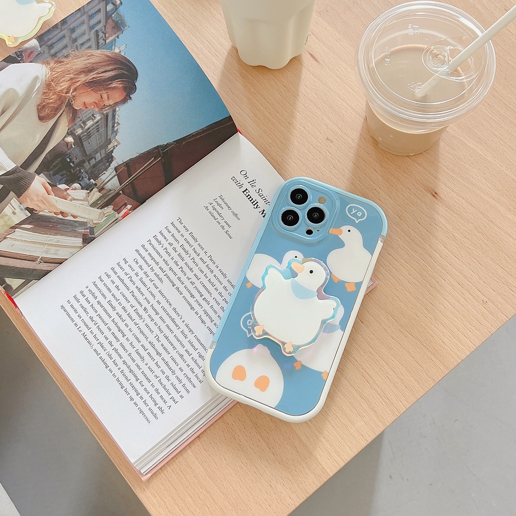 Ốp Điện Thoại tpu Mềm Có Giá Đỡ Hình Chú Vịt Cho iphone 13 pro max 12 pro max 11 pro max xsmax