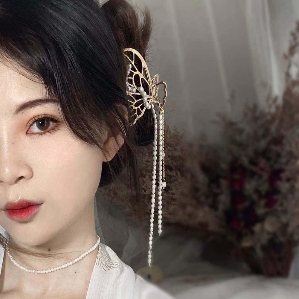 Kẹp Tóc Hình Bướm Dạng Dài Phong Cách Vintage Thời Trang