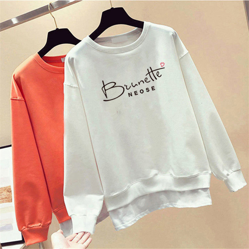 Áo Sweater Cotton Tay Dài Cổ Tròn In Chữ Đơn Giản Thoải Mái Thời Trang Phong Cách Hàn Quốc Cho Nam Và Nữ 4 Màu Tùy Chọn