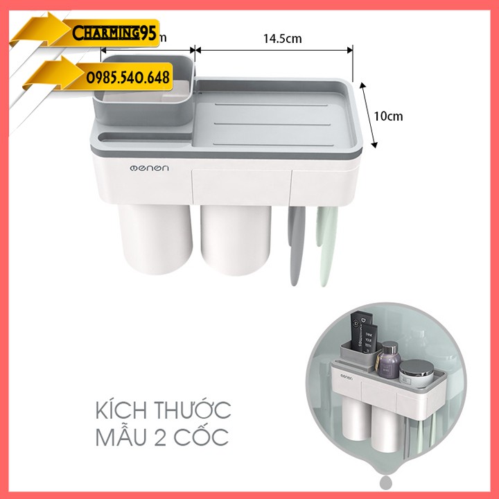 Kệ để đồ đánh răng ENON cao cấp cốc hít mẫu 2 cốc RE0301