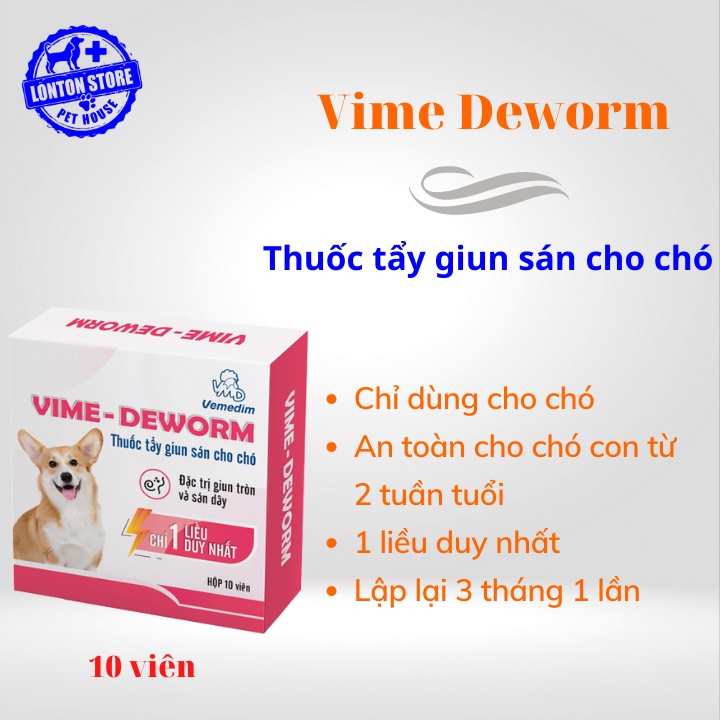 [GIÁ LẺ] VEMEDIM Vime Deworm dạng viên tiêu diệt và phòng giun sán cho chó (chỉ 1 liều). Vemedim &amp; Lonton store