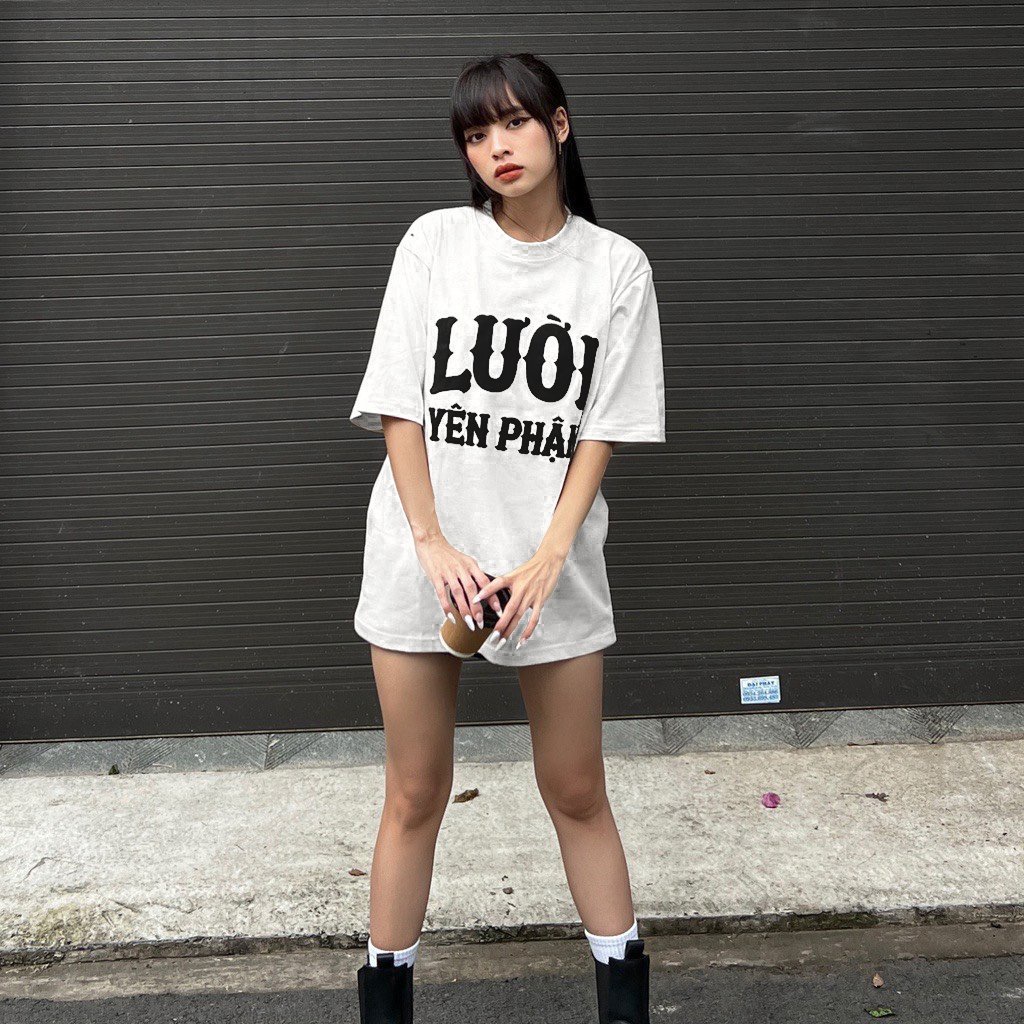 Áo Phông Nam Nữ Tay Lỡ Dáng Rộng Unisex In Chữ LƯỜI AN PHẬN
