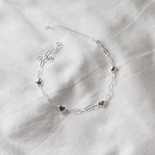 Lắc tay tim dây xích Heart to heart, lắc tay bạc nữ trái tim trơn Quinn Jewelry