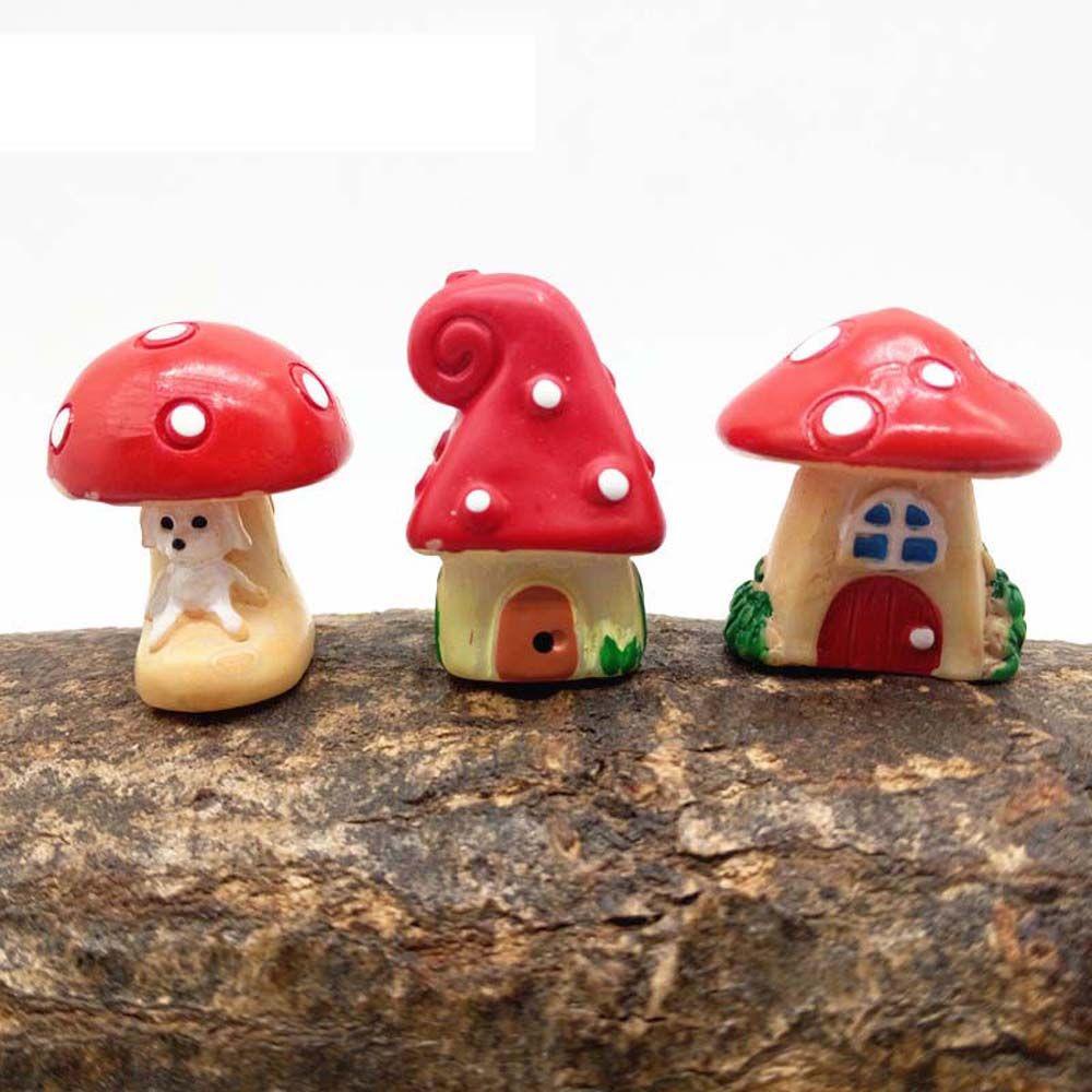 YIYU Đồ trang trí Ngôi Nhà Nấm Mini Bằng Nhựa Resin Thủ Công Trang Trí Sân Vườn