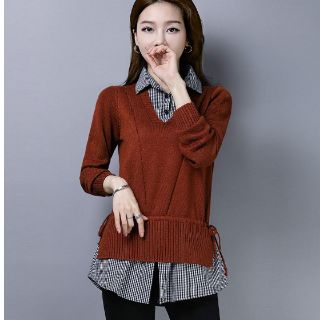 ÁO LEN PHỐI CỔ SƠ MI RÚT EO