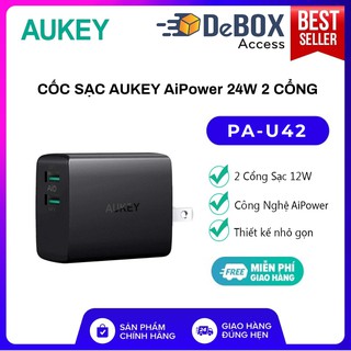 Cốc Sạc 2 cổng Aukey PA-U42 AiPower 24W, Công Nghệ AiPower - BH 24 tháng Chính hãng