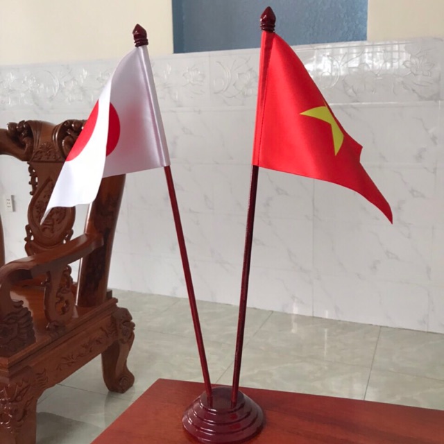 Cờ để bàn trang trí Việt Nam - Nhật Bản , cờ để bàn các nước theo yêu cầu tủy chọn